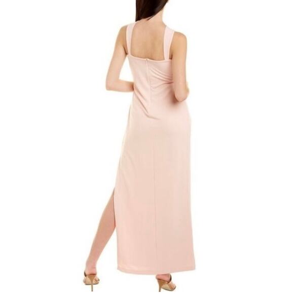Bebe Pink Halter Sleeveless Maxi Gown Dress Women's Sz 8 Blush Scuba Crepe NWT - Picture 2 of 10